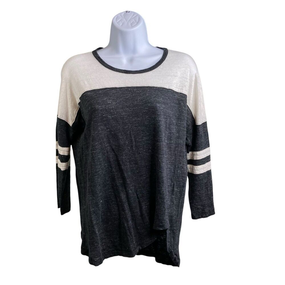 Madewell Women's Gray Knit Top Size M Colorblock Preppy Normcore Collegiate